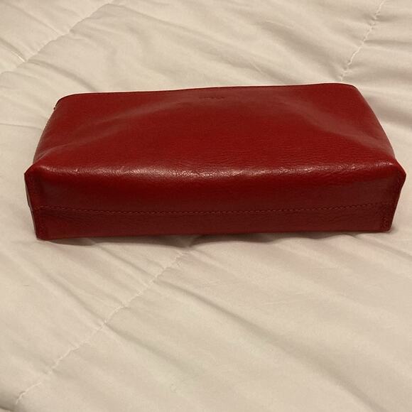 NWOT Furla Red Leather Clutch Make Up Case Small Purse - Picture 3 of 5